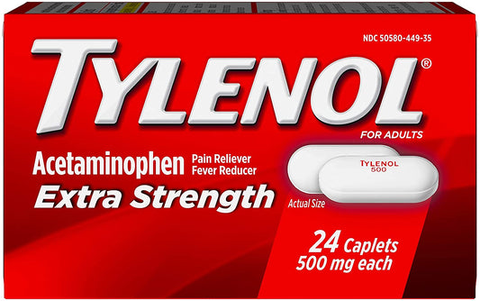 Tylenol Extra Strength Caplets With 500 Mg Acetaminophen, Pain Reliever & Fever Reducer, 24 Ct