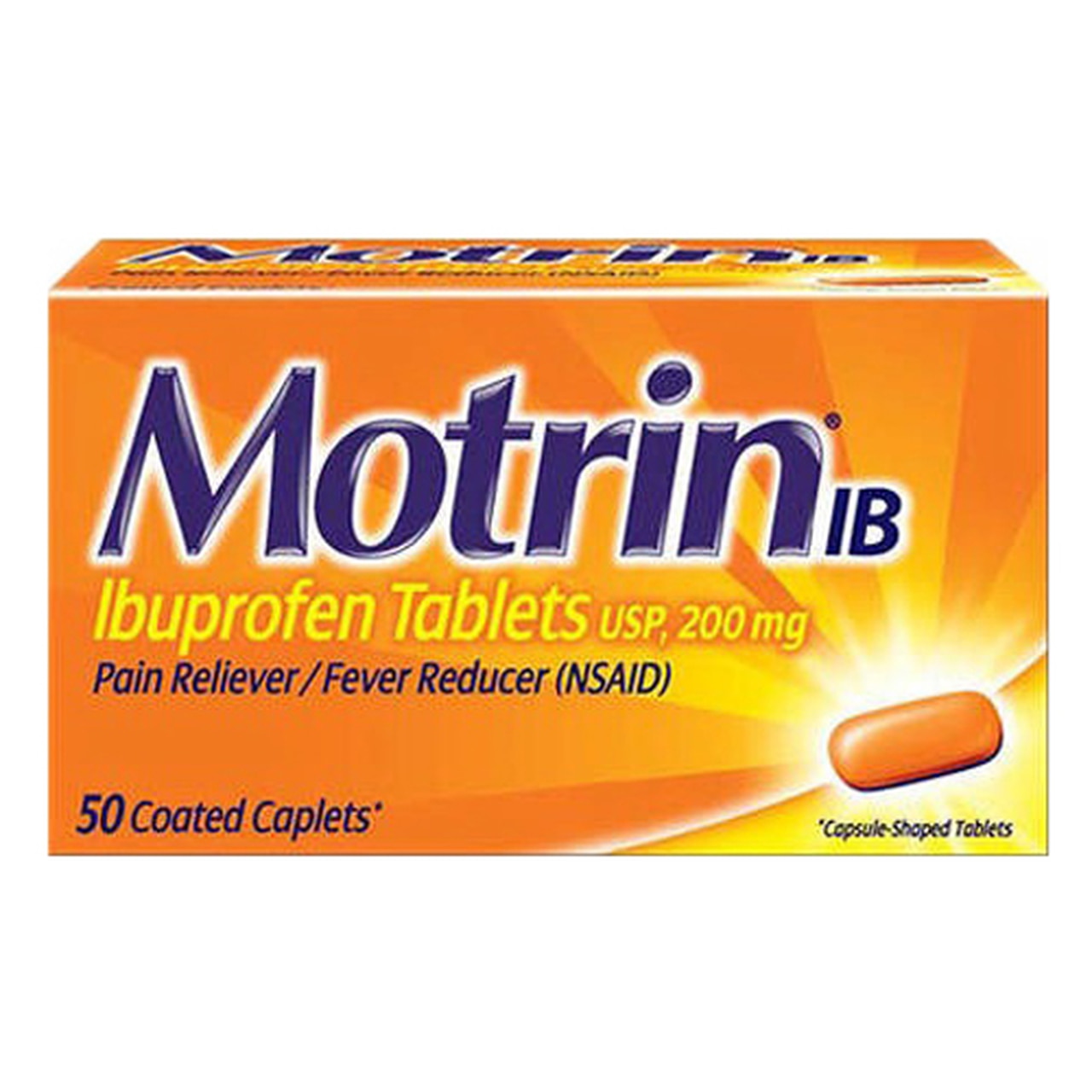 Motrin Ib, Ibuprofen 200Mg Tablets For Fever, Muscle Aches, Headache & Backache, 50 Ct