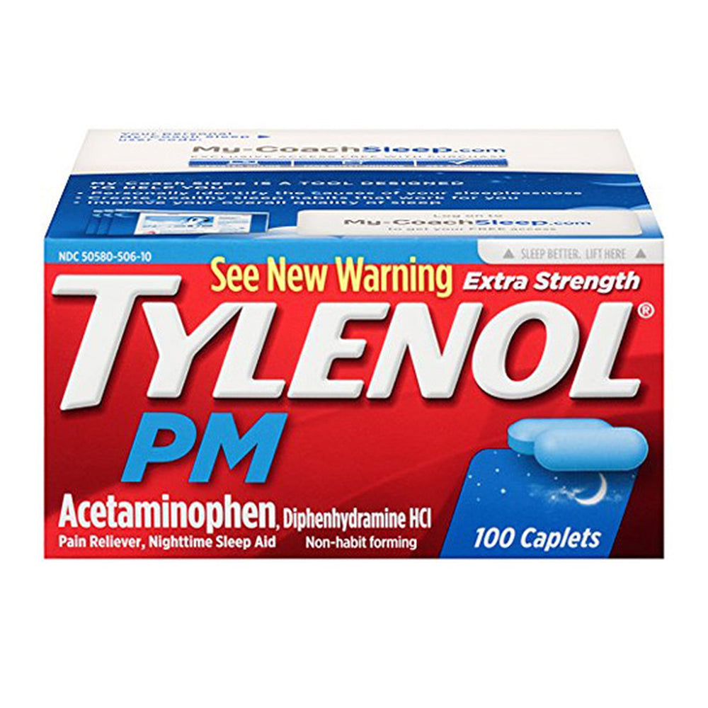 Tylenol Pm Extra Strength Pain Reliever & Sleep Aid Caplets, 500 Mg Acetaminophen, 100 Ct