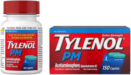 Tylenol Pm Extra Strength Pain Reliever & Sleep Aid Caplets With 500 Mg Of Acetaminophen, 150 Ct