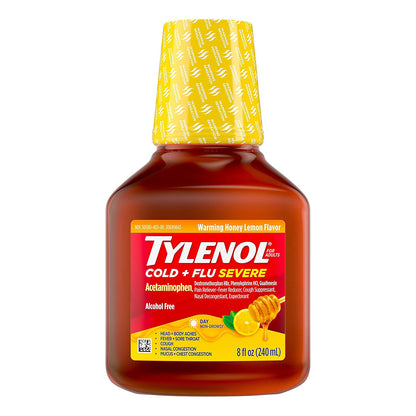 Tylenol Cold + Flu Severe Flu Medicine Honey Lemon Flavor - 8 oz
