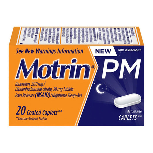 Motrin Pm Ibuprofen 200 Mg Pain Reliever And Nighttime Sleep Aid Caplets - 20 Each