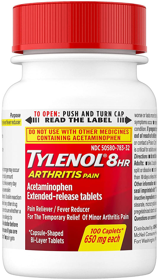 Tylenol 8 Hour Arthritis Pain Tablets With Acetaminophen For Joint Pain, 100 Ct