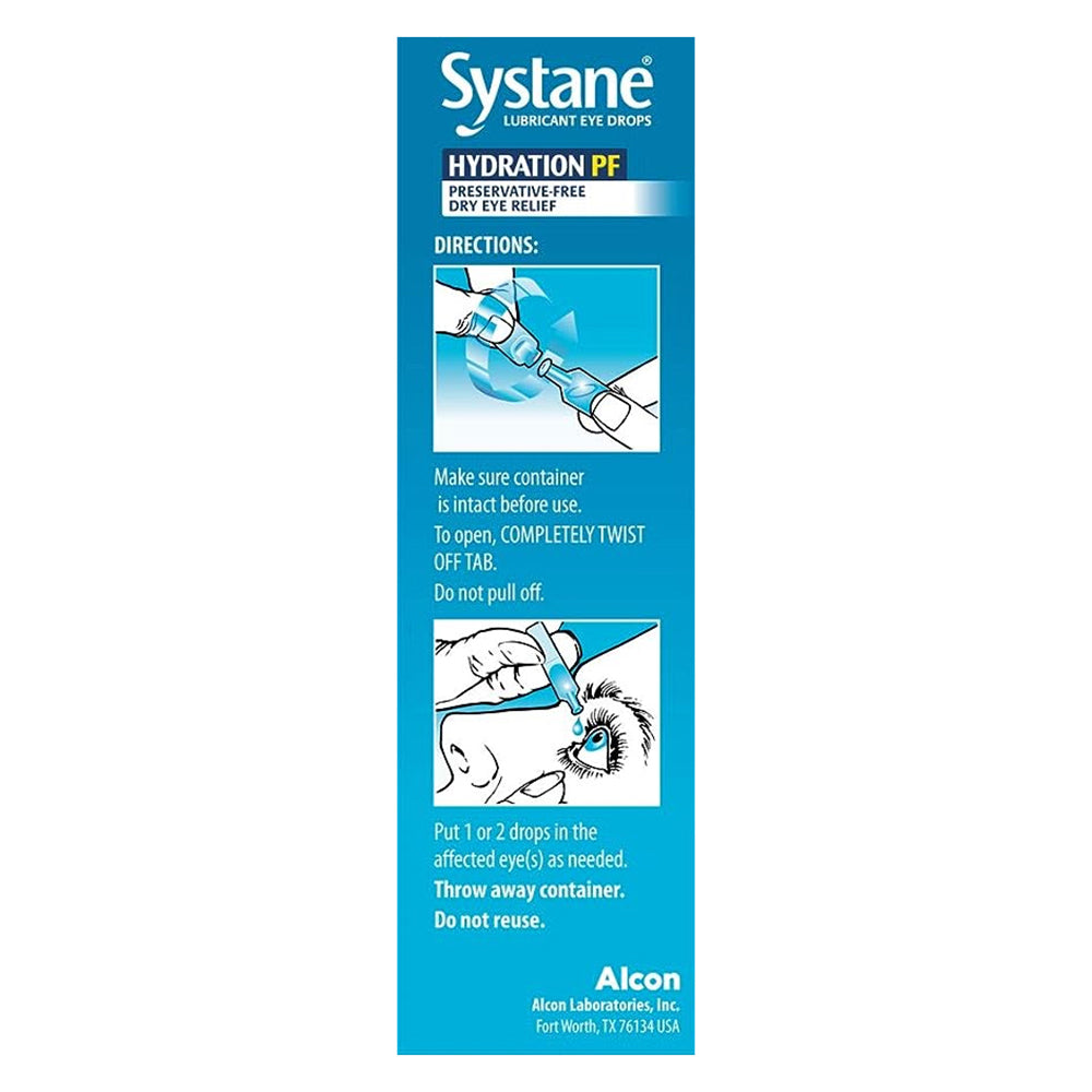 Alcon Systane Hydration Preservative-Free Lubricant Eye Drops, Transparent, 0.6 Fl Oz, 30 Count