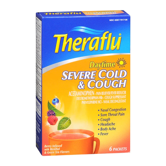 Theraflu Multi Symptom Severe Cold Packets, Berry With Menthol And Green Tea - 6 Ea