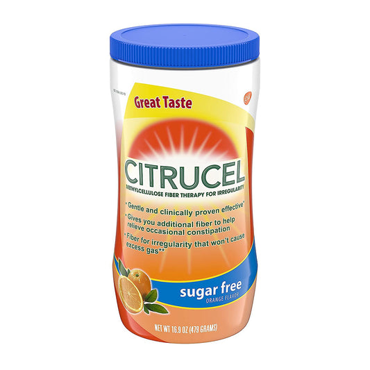 Citrucel Methylcellulose Fiber Therapy Orange Laxative Powder, Sugar Free - 16.9 Oz
