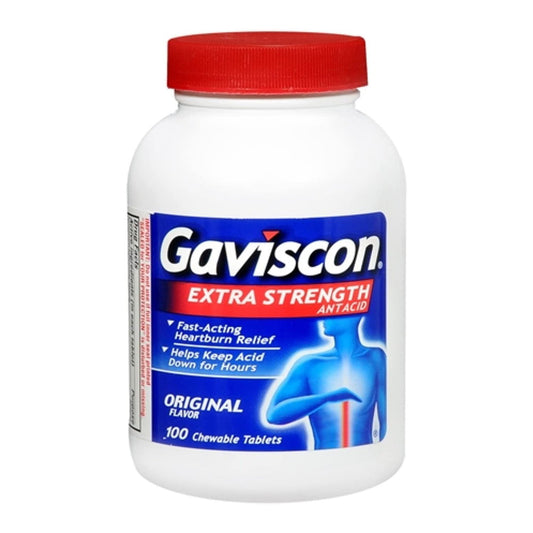 Gaviscon Extra Strength Antacid Original Flavor - 100 Tablets