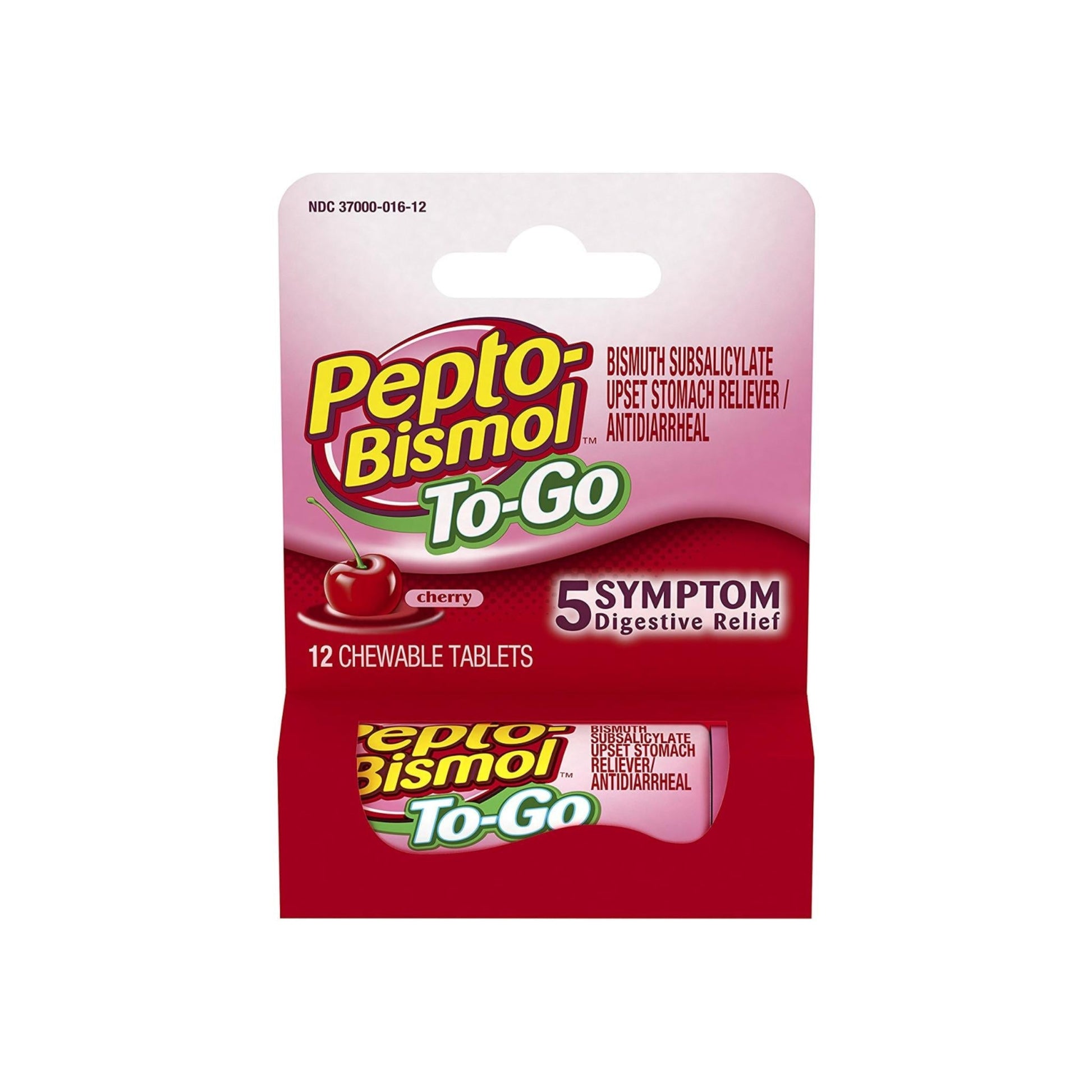 Pepto-Bismol To-Go Chewable Tablets Cherry 12 Ea