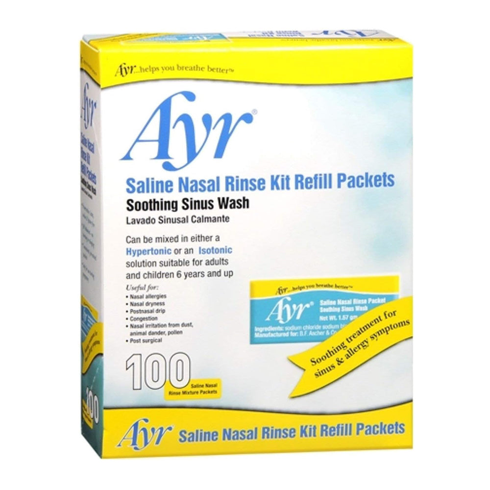 Ayr Saline Nasal Rinse Kit Refill Packets - 100 Ea