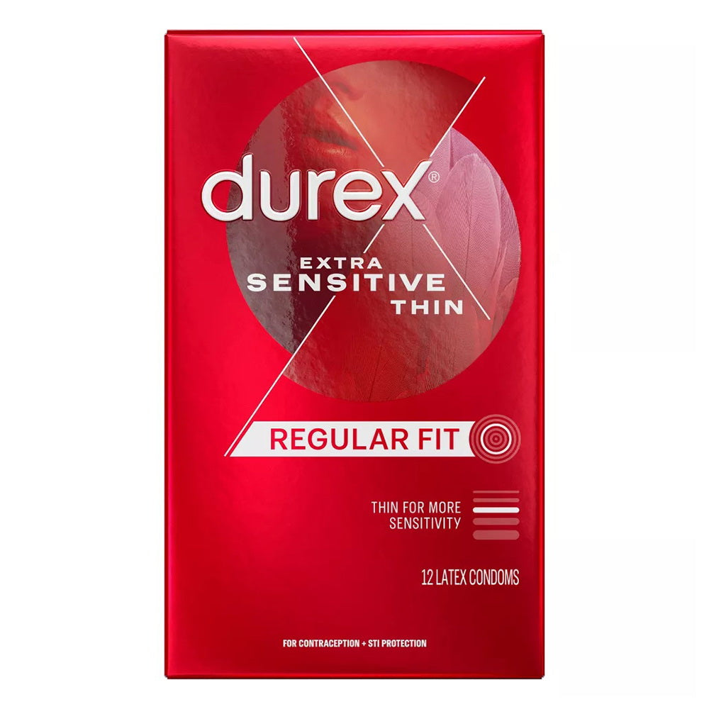 Durex Extra Sensitive Thin Regular Fit Latex Condoms - 12 Count