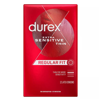 Durex Extra Sensitive Thin Regular Fit Latex Condoms - 12 Count