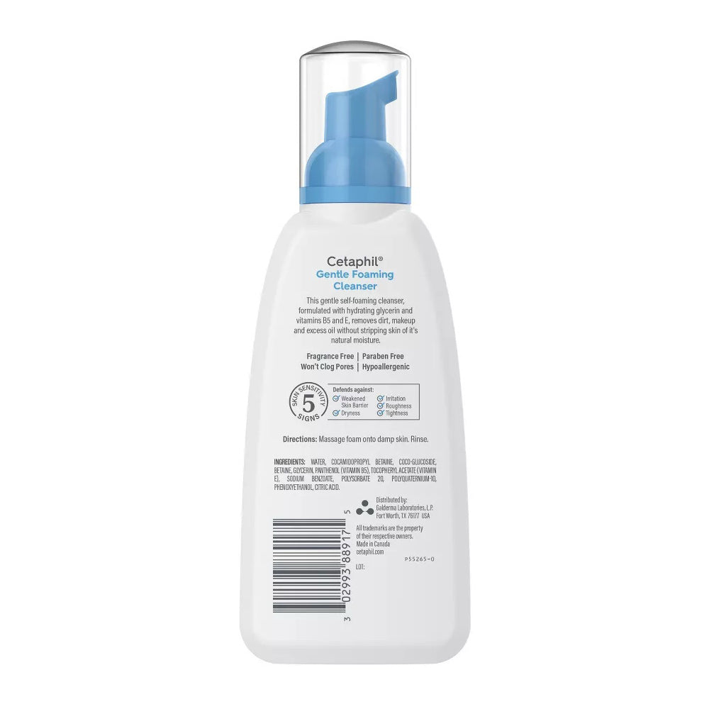 Cetaphil Gentle Foaming Cleanser, Face Wash For Sensitive And All Skin Types - 8 Oz