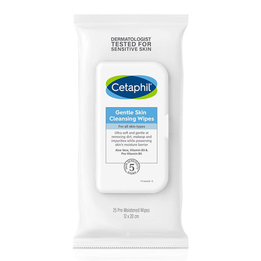 Cetaphil Gentle Skin Cleansing Cloths, Face Wipes For Dry / Sensitive Skin, 25 Ct