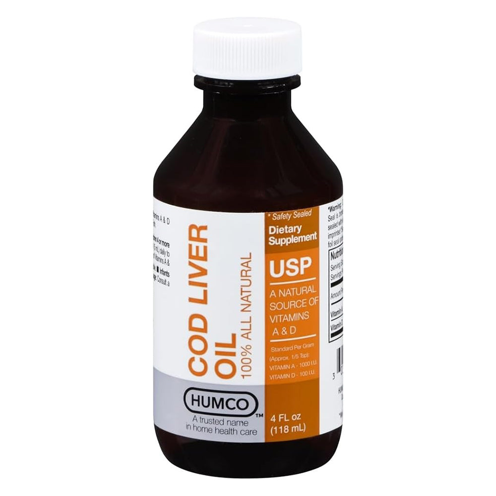 Humco 100% Natural Cod Liver Oil, Dietary Supplement, 4 Oz