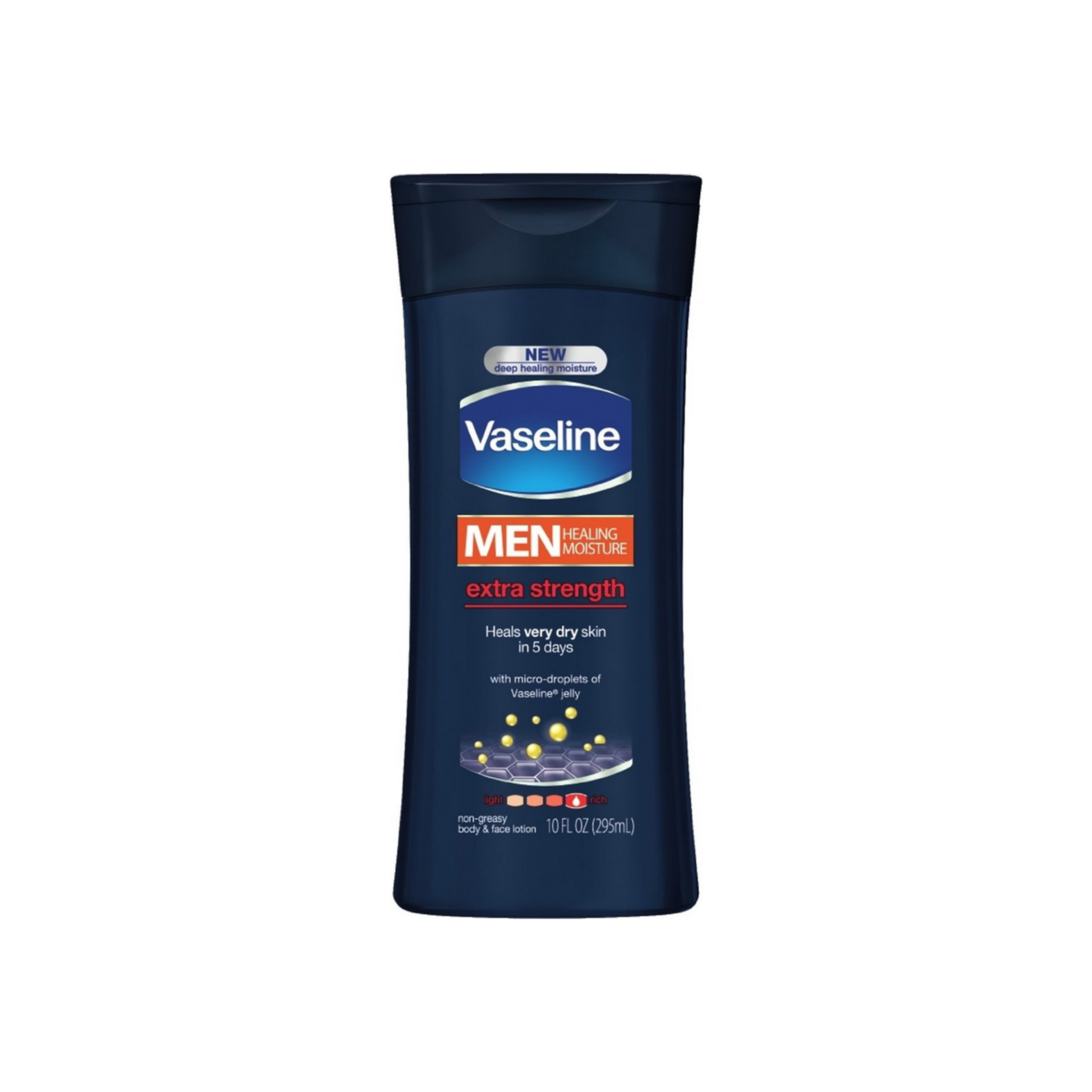 Vaseline Men Men Healing Moisture Non-Greasy Body & Face Lotion, Extra Strength 10 Oz