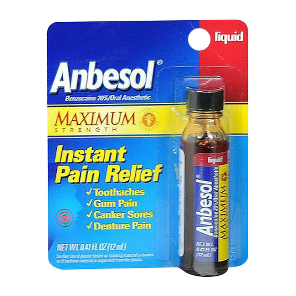 Anbesol Liquid, Oral Anesthetic Maximum Strength Instant Pain Relief Gel - 0.41 Oz