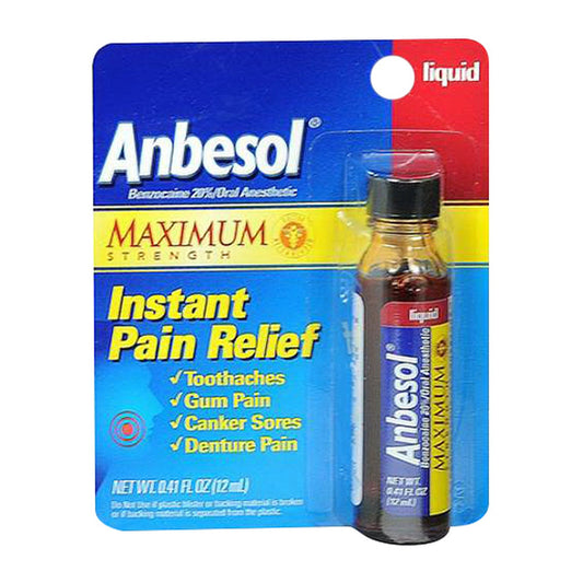 Anbesol Liquid, Oral Anesthetic Maximum Strength Instant Pain Relief Gel - 0.41 Oz