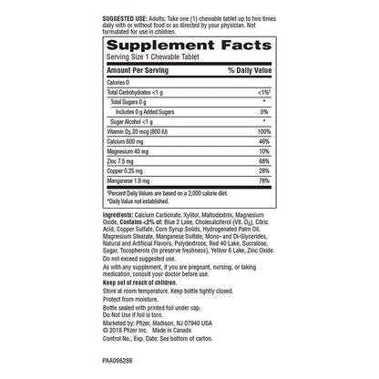 Caltrate Chewables 600 Plus D3 Plus Minerals Calcium Vitamin D Supplement, 60 Count