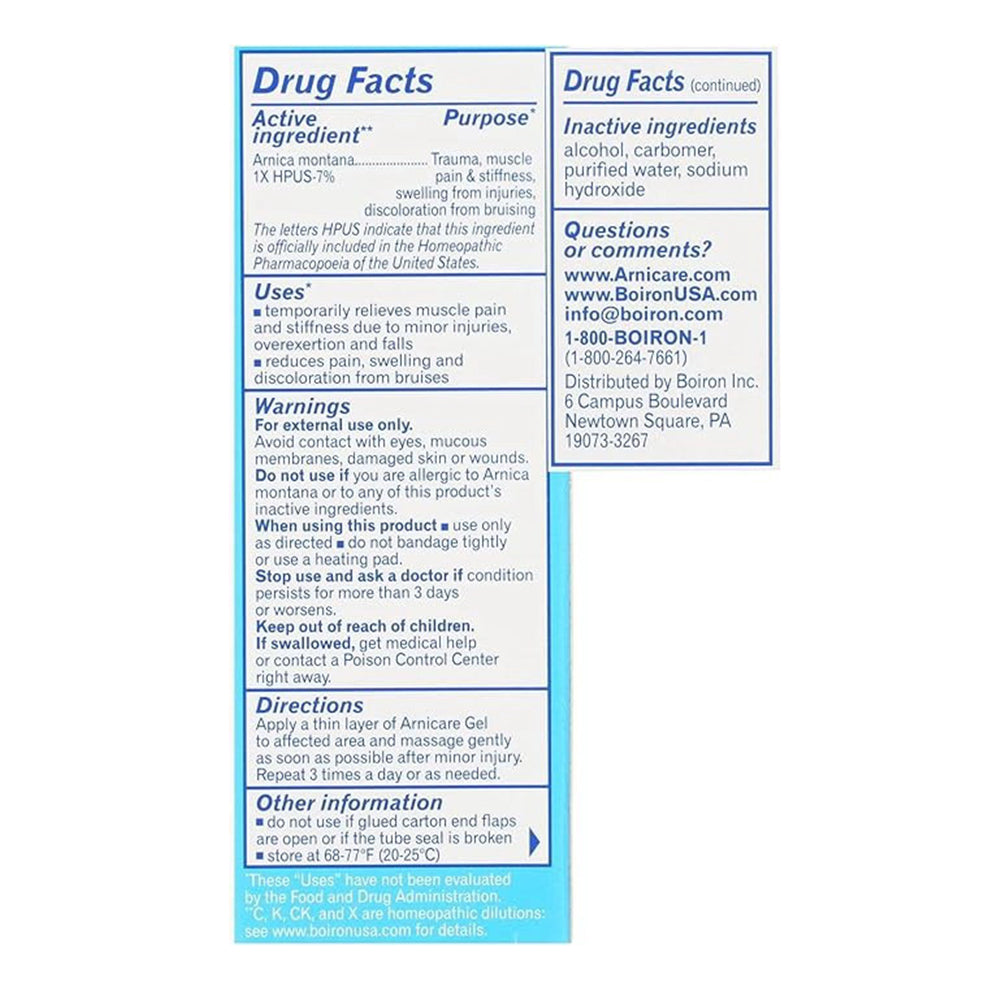 Boiron Arnicare Pain Relief Gel, Homeopathic Medicine - 1.5 Oz