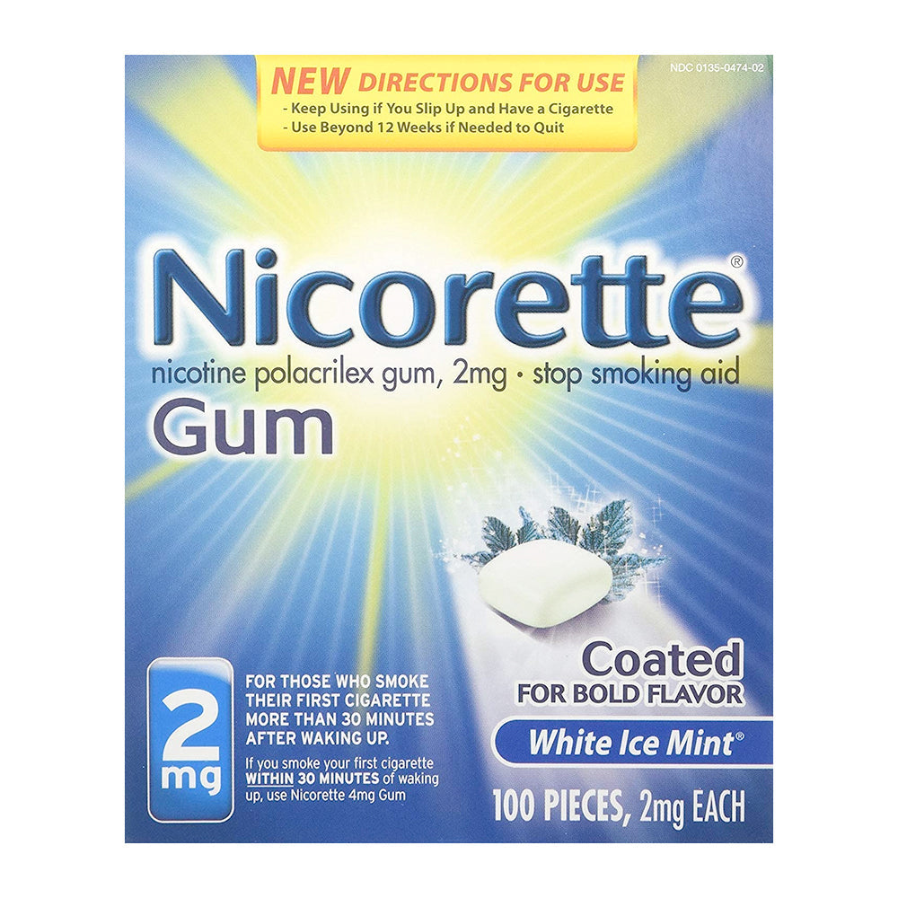 Nicorette Otc Stop Smoking Nicotine Gum, 2Mg-White Ice Mint-100 Ct