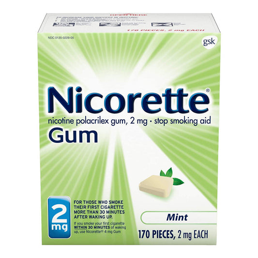 Nicorette Gum Nicotine Mint Stop Smoking Aid, 2 Mg - 170 Count