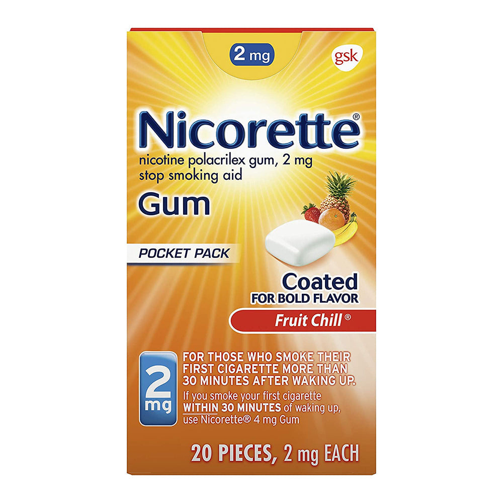 Nicorette Nicotine Gum Fruit Chill Stop Smoking Aid, 2 Mg - 20 Count