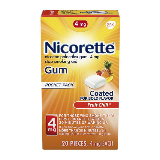 Nicorette Stop Smoking Aid To Help Quit Smoking, 4Mg, Fruit Chill Flavor - 20 Count