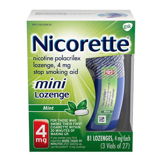 Nicorette Mini Nicotine Lozenge Mint 4 Milligram Stop Smoking Aid - 81 Count