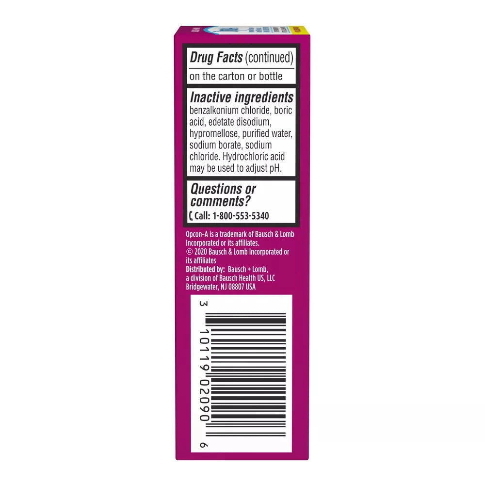 Bausch Plus Lomb Opcon-A Itch & Redness Relief Eye Drops - 0.5 Fl Oz