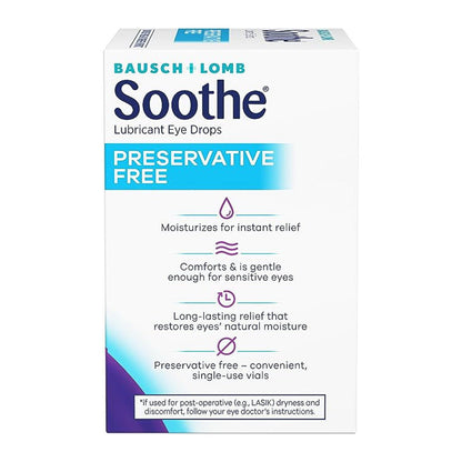 Bausch + Lomb Soothe Preservative-Free Lubricant Eye Drops, Box Of 28 Single Use Dispensers