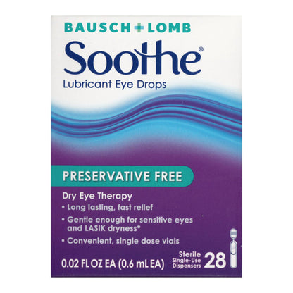 Bausch + Lomb Soothe Preservative-Free Lubricant Eye Drops, Box Of 28 Single Use Dispensers