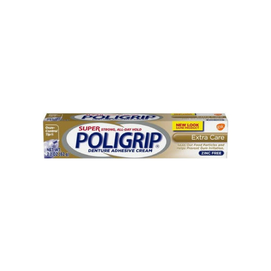 Super Poligrip Denture Adhesive Cream Extra Care 2.20 Oz