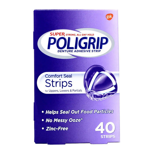 Super Poligrip Denture Adhesive Comfort Seal Strips - 40 Ct