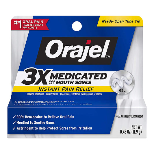 Orajel 3X For Mouth Sores Maximum Strength Gel Tube - 0.42 Oz
