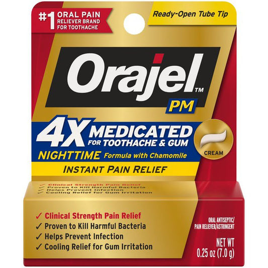 Orajel Severe Pm Toothache & Gum Relief Long-Lasting Cream 0.25 Oz