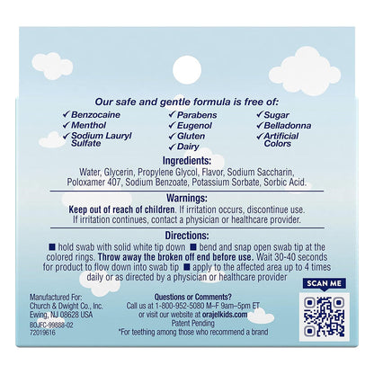 Baby Orajel Non-Medicated Cooling Swabs For Teething, 12 Unit Dose Swabs