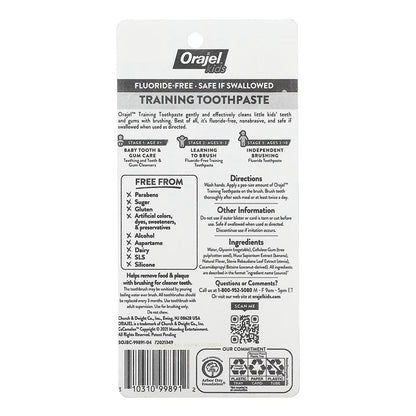 Orajel Kids Cocomelon Fluoride-Free Training Toothpaste With Brush, 1Oz