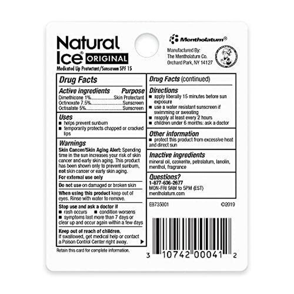Natural Ice Original Spf 15 Medicated Lip Balm - 0.15 Oz