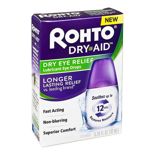 Rohto Dry Aid Dry Eye Relief Lubricant Eye Drops 0.34 Oz