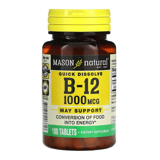 Mason Natural Vitamin B-12 1000Mcg, Dissolves Under Tongue Tablets - 100 Ea