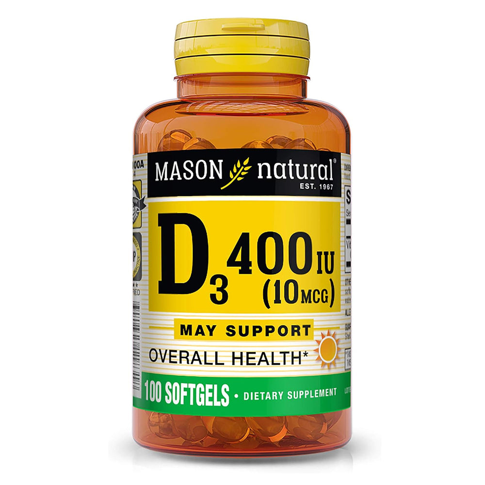 Mason Natural Vitamin D400 Iu Softgels For Bone And Joint Health Care- 100 Softgels