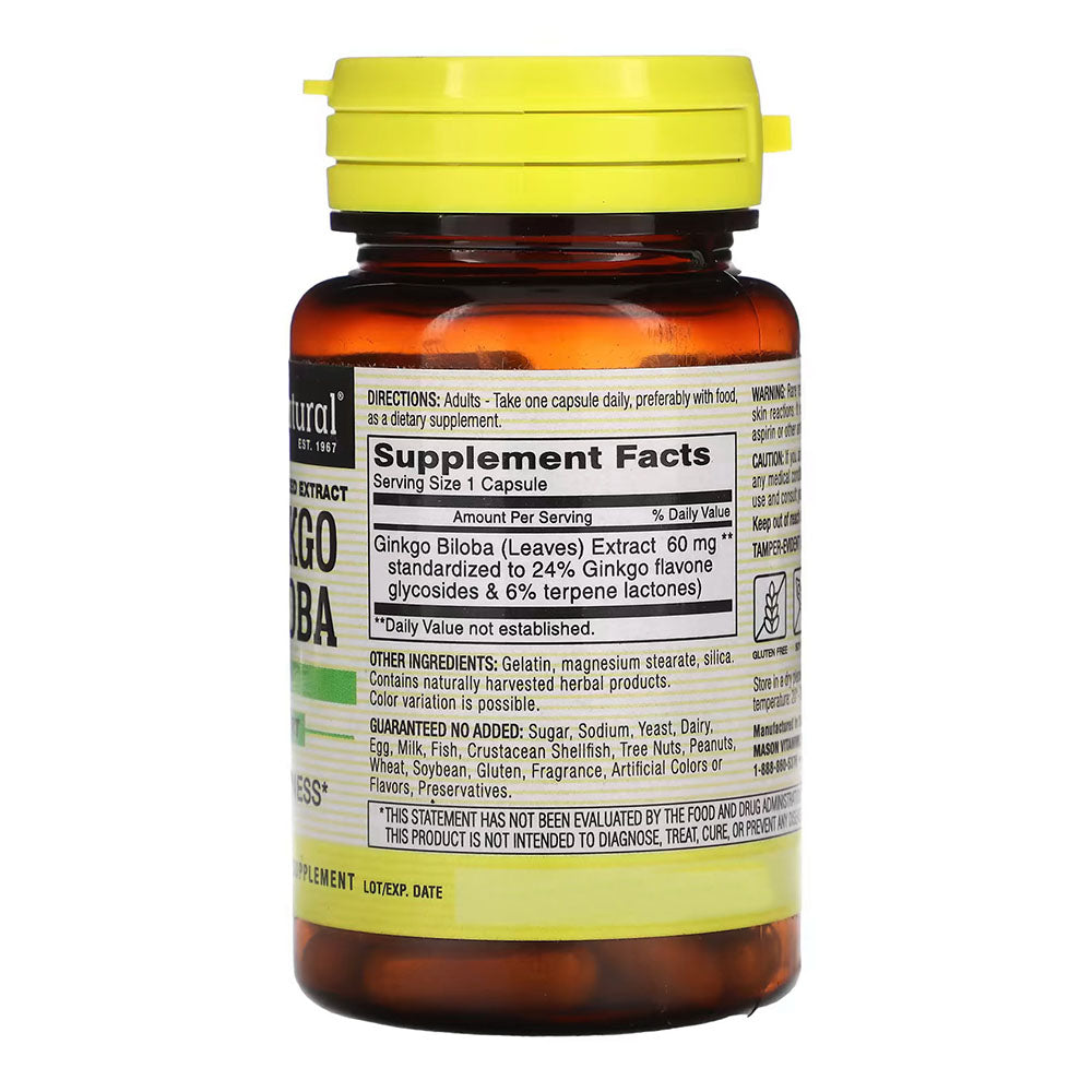Mason Natural Ginkgo Biloba, Brain Function Support - 60 Capsules