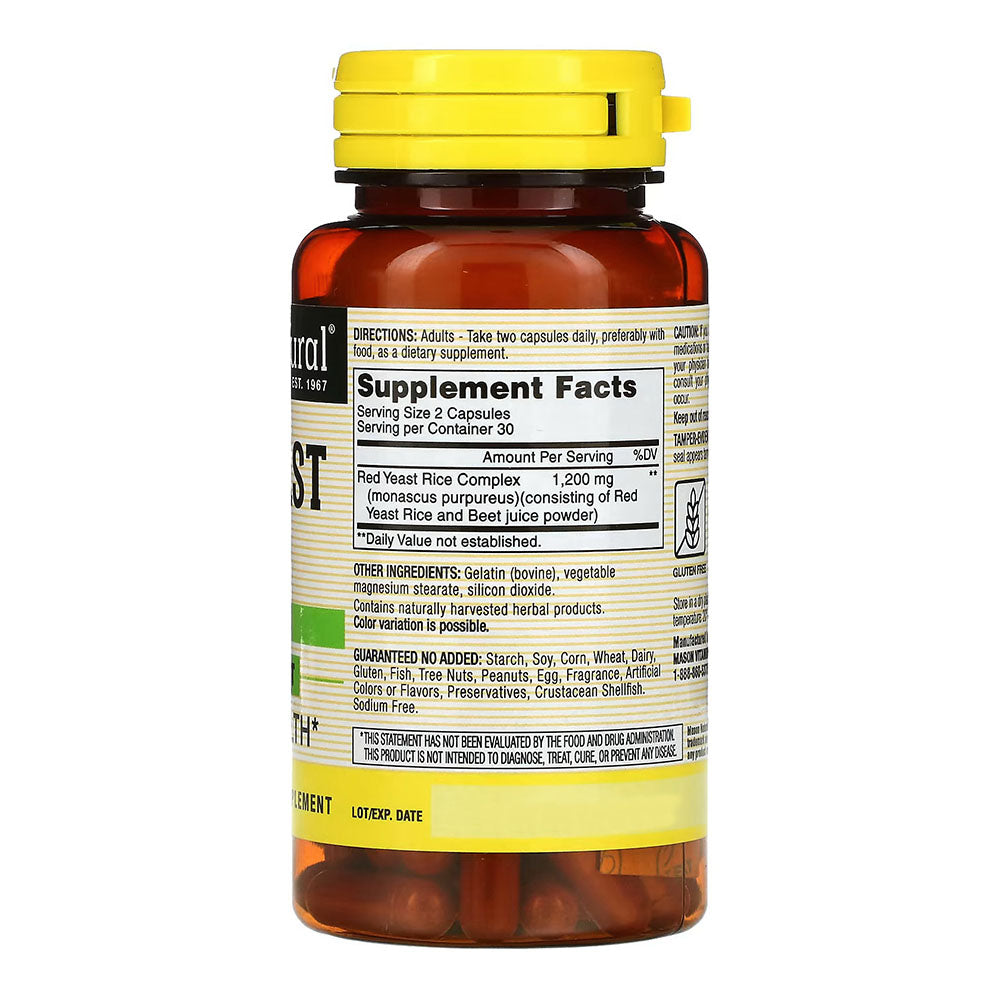 Mason Natural Red Yeast Rice, 1200 Mg - 60 Count