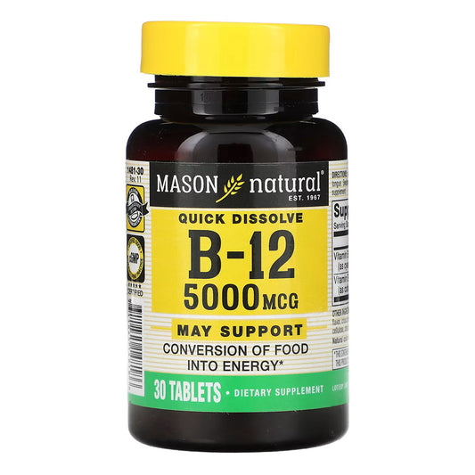 Mason Natural Quick Dissolve, Vitamin B-12, 5,000 Mcg - 30 Tablets