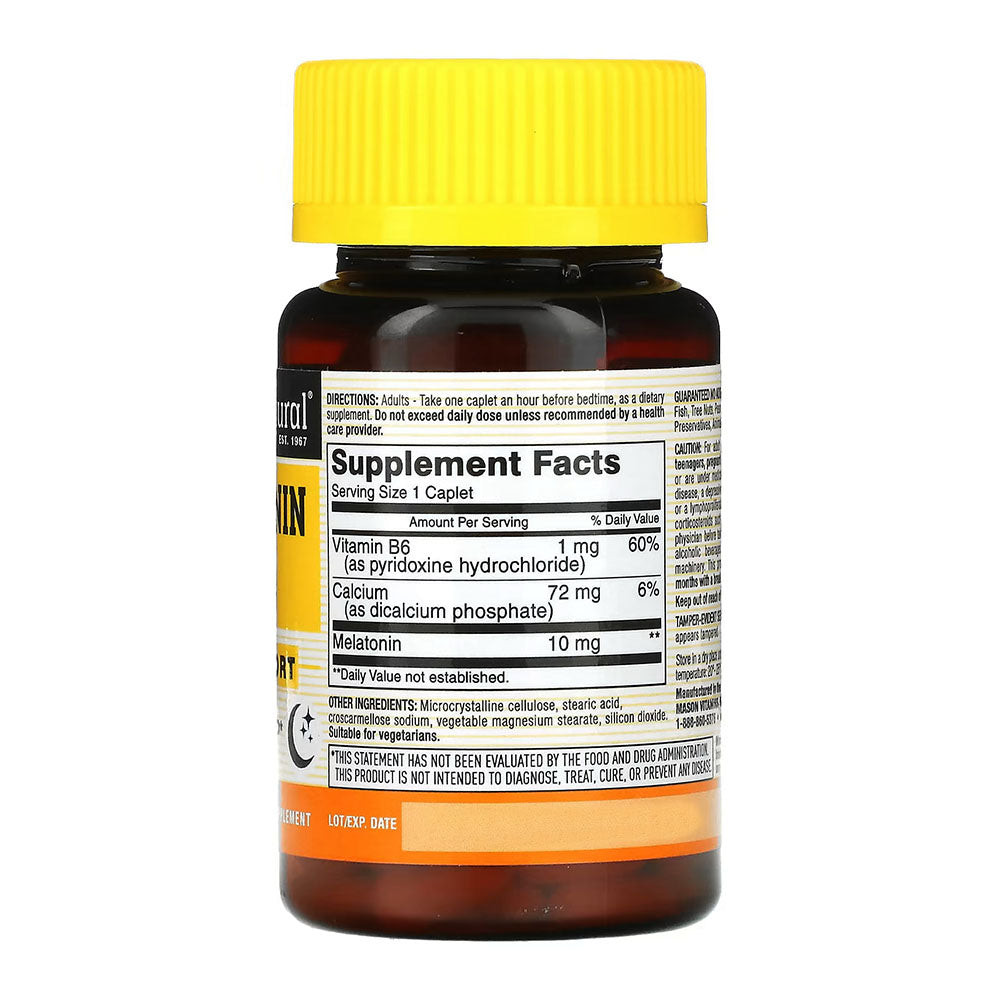Mason Natural Melatonin 10 Mg With B6 & Calcium, Sleep Aid - 60 Caplets