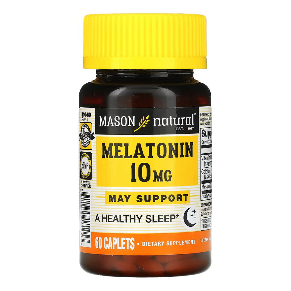 Mason Natural Melatonin 10 Mg With B6 & Calcium, Sleep Aid - 60 Caplets