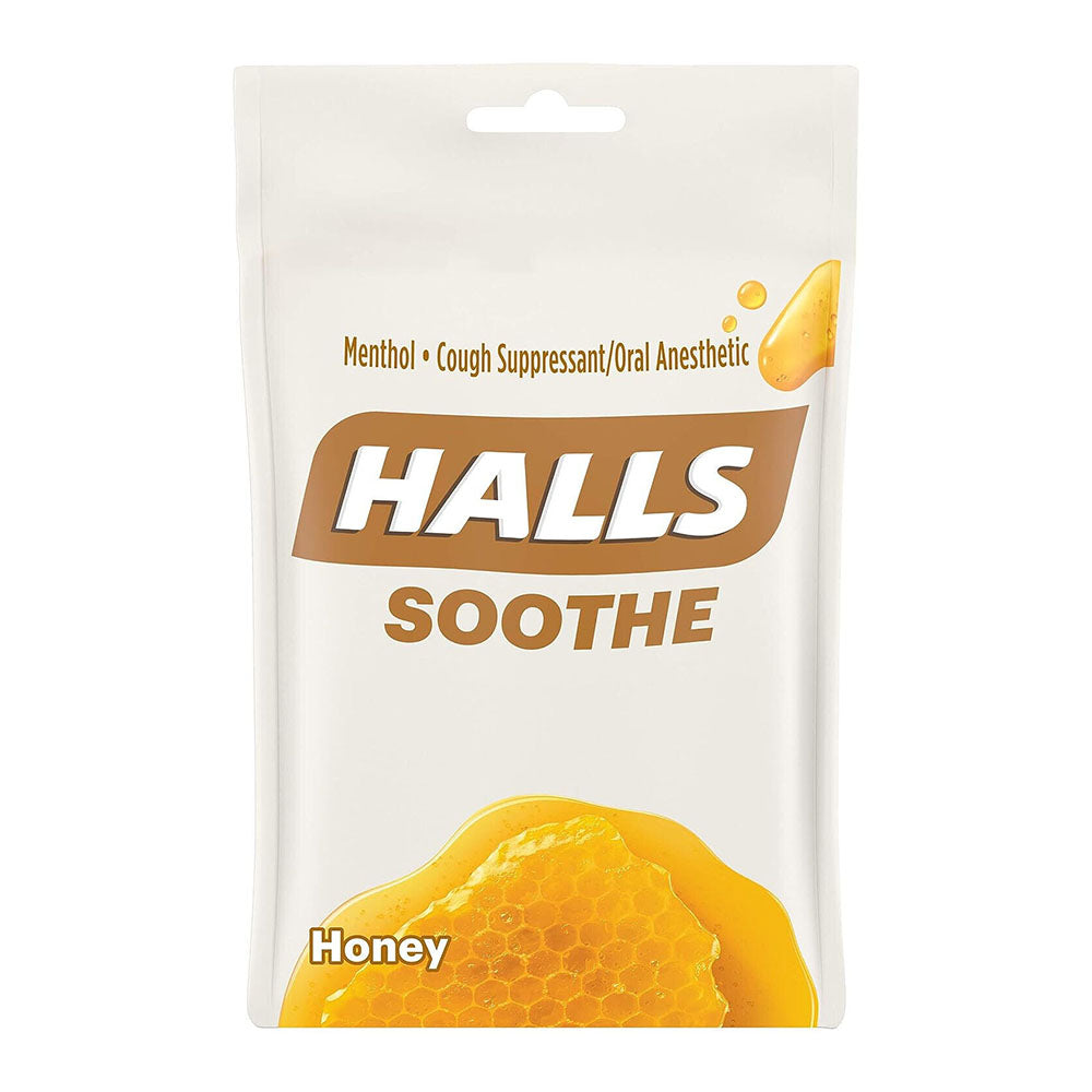 Halls Soothe Honey Menthol Flavor Cough Drops, 1 Bag (30 Total Drops)