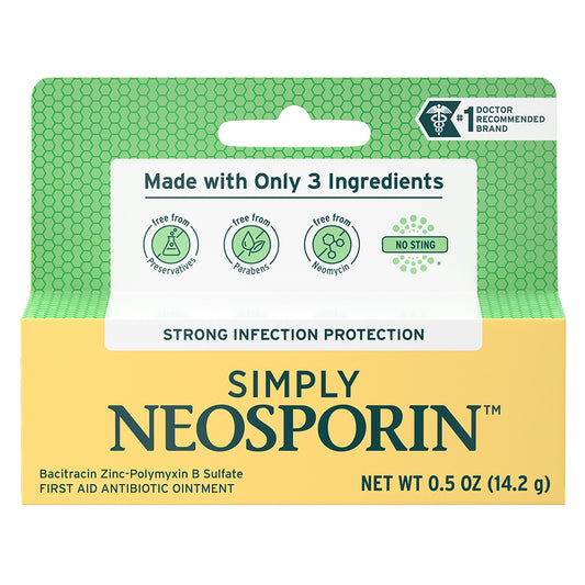 Simply Neosporin Formula 3-Ingredient First Aid Antibiotic Ointment, Bacitracin 0.5 Oz
