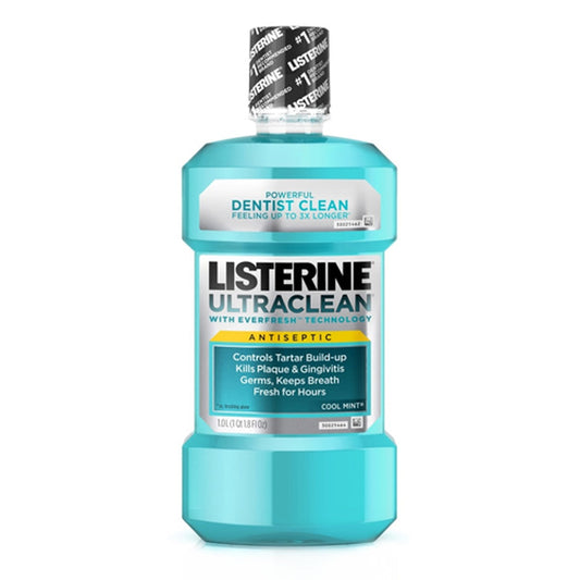 Listerine Ultra Clean Antiseptic Mouthwash, Cool Mint - 1 Ltr