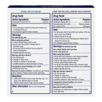 Visine Red Eye Total Comfort Multi-Symptom & Dry Eye Relief Lubricant Eye Drops, 2 Items